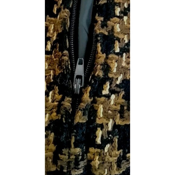 Vintage Sag Harbor Blazer Women Size 12 Black  Brown Plaid Tweed Full Zip - Picture 7 of 10